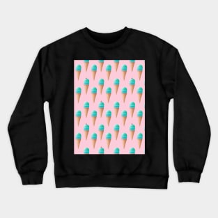 Blue Ice Cream Pattern - Pink Crewneck Sweatshirt